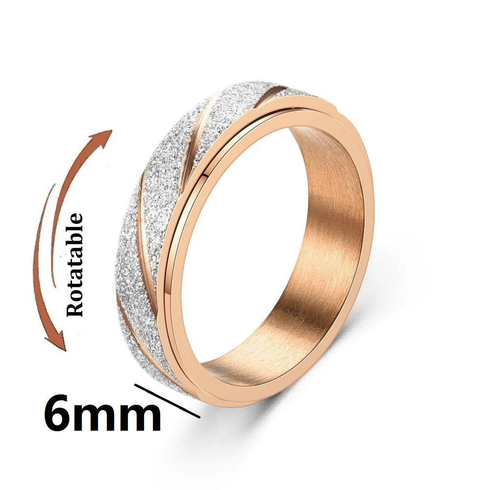Kristall Angst Relief Spinning Ring Für Paare Edelstahl Frei Drehen Fidget Spinner Metall Ringe Anillo Antiestres