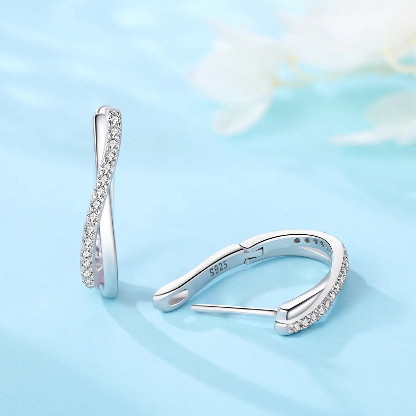 Ohrringe aus 925er-Sterlingsilber, Stern-Ohrringe mit gedrehter Linie, Schmuck, vielseitige Creolen für Frauen, Schmuck, feine Geburtstagsfeier-Geschenke