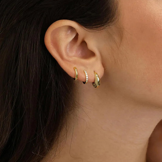 6 teile/satz Edelstahl Minimalistischen Creolen für Frauen Kristall Zirkonia Huggie Kreis Punk Ohrringe Piercing Schmuck Trendy