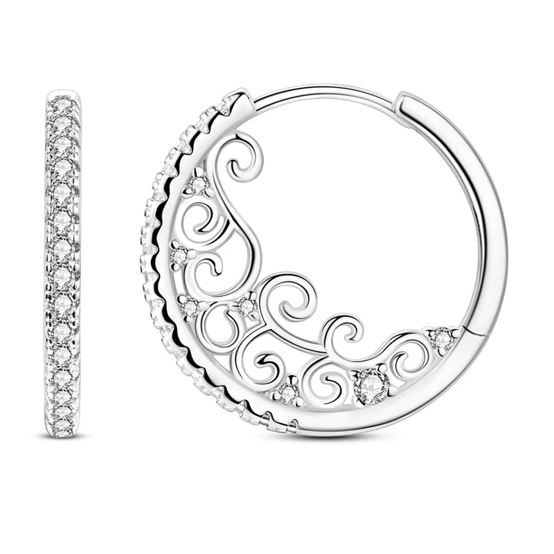 MULA 925 Sterling Silber Klee Vintage Gemusterte Ohr Ohrringe Creolen Für Frau Zirkon Original Pendientes Edlen Schmuck