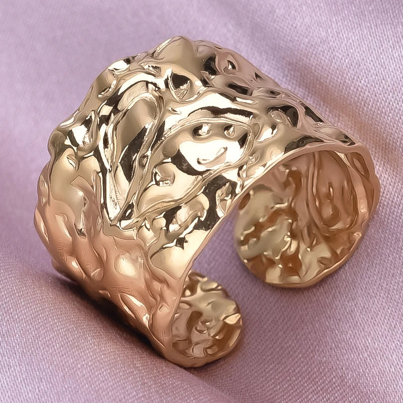 1/2/3 stücke mischen Farbe klobigen breiten Ring offene Edelstahl ringe für Frauen Männer Accessoires unregelmäßige Oberfläche kpop Modeschmuck