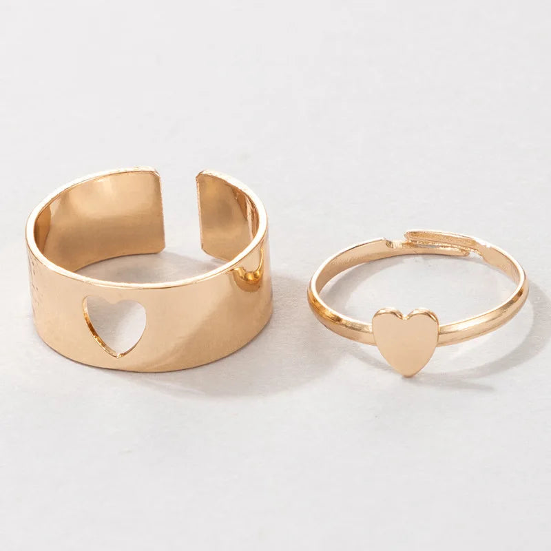 Vintage Einfache Tier Butterlfly Sterne Mond Herz Offene Ringe Für Frauen Mädchen Gothic Schmuck 2PCS Punk Schwarz Paar Ring set