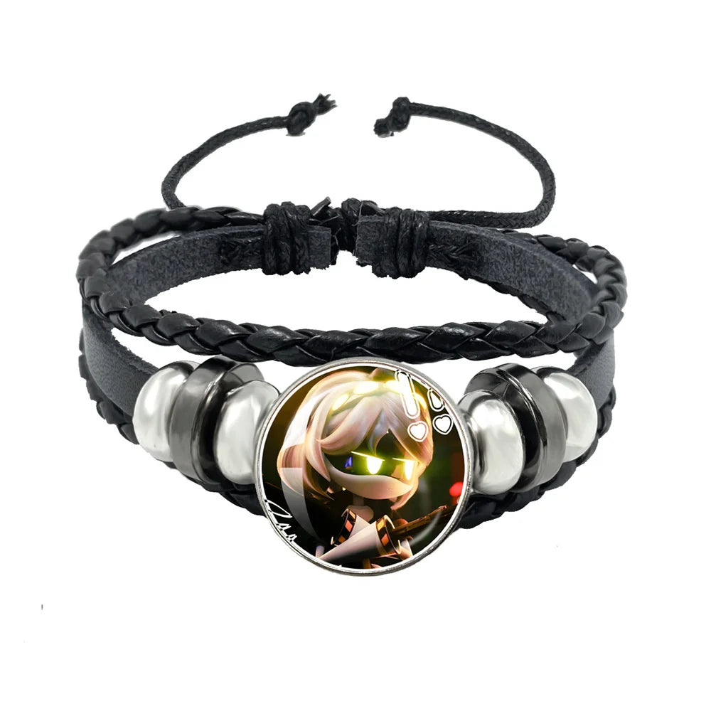 Murder Drone Uzi x N Cartoon Cabochon V Fan Art Armbänder Kunst verstellbares Lederseil Armband Armreifen handgefertigte Schmuckgeschenke