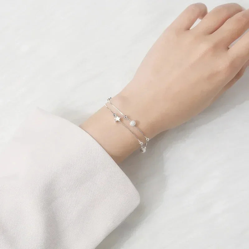 925er Sterlingsilber, schöne Sterne, Armbänder für Frauen, koreanischer Modedesigner, Party, Hochzeit, Schmuck, Urlaubsgeschenke