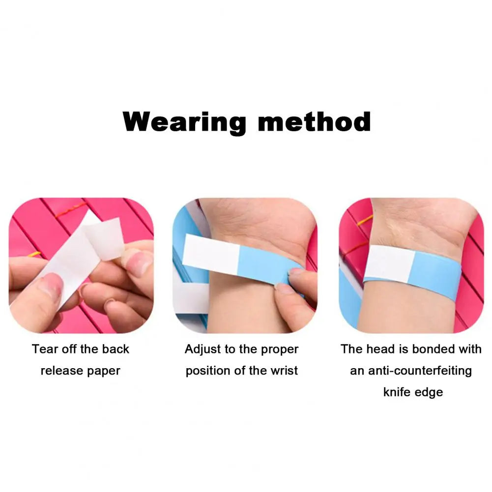 100 Stück Armbänder aus synthetischem Papier, Einweg-wasserdichte Handgelenkschlaufe, Event-Identifikationsarmbänder, abnehmbares Armbandband