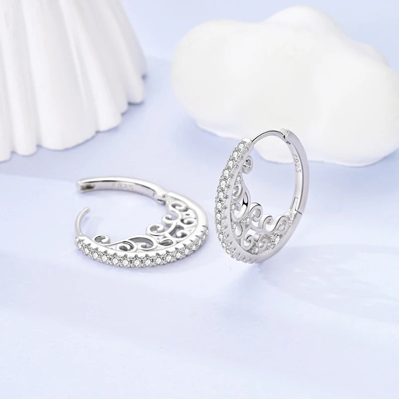 MULA 925 Sterling Silber Klee Vintage Gemusterte Ohr Ohrringe Creolen Für Frau Zirkon Original Pendientes Edlen Schmuck