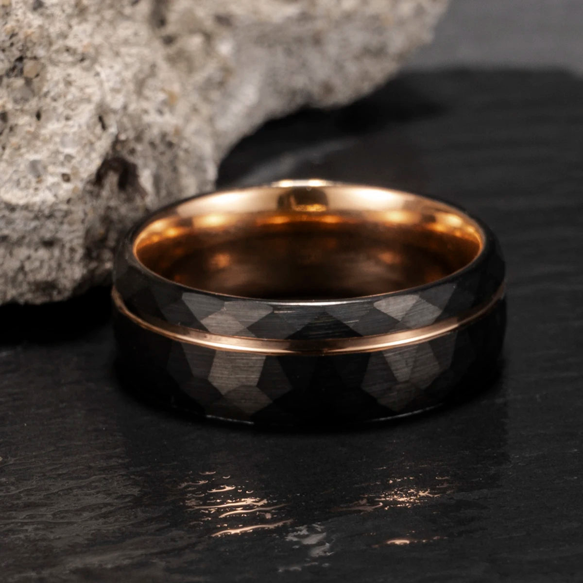 Schwarzer Wolfram karbid ring Luxus paar Ehering 8mm gehämmert bequem zu tragen Jubiläums geschenk für Sie