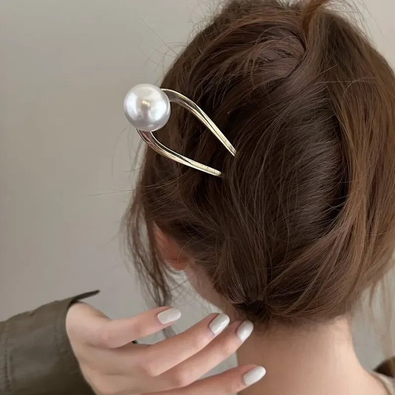 Neue Perle Haarnadeln Koreanische U-förmigen Metall Shell Haar Clip Pins Frauen Mädchen Haar Sticks Brötchen Maker Haar Styling zubehör Geschenke