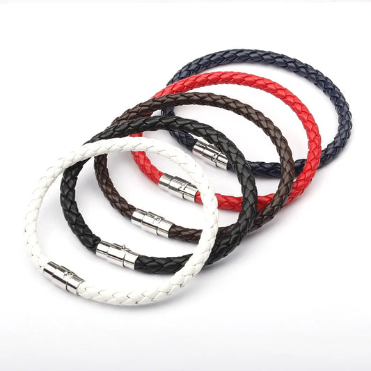 Unisex geflochtene Lederarmbänder für Männer und Frauen, verschiedene Farben, Seil-Lederarmband, Metall-Magnetverschluss, Paar-Kordel-Armband