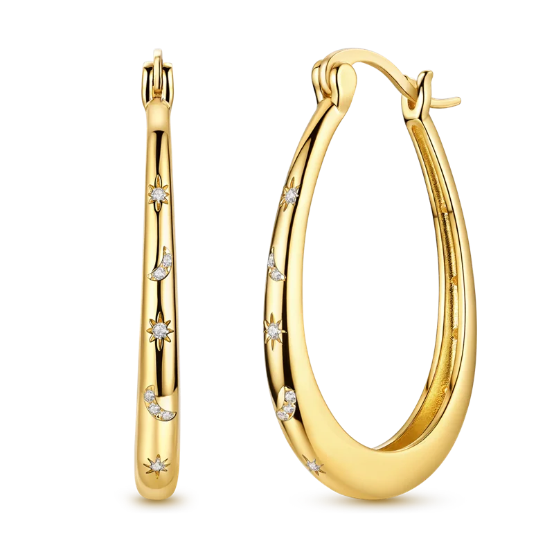 Ohrringe aus 925er-Sterlingsilber, Goldserie, U-förmige Creolen, passend für Original-925-Charms für Frauen und Mädchen, Party, edler Schmuck