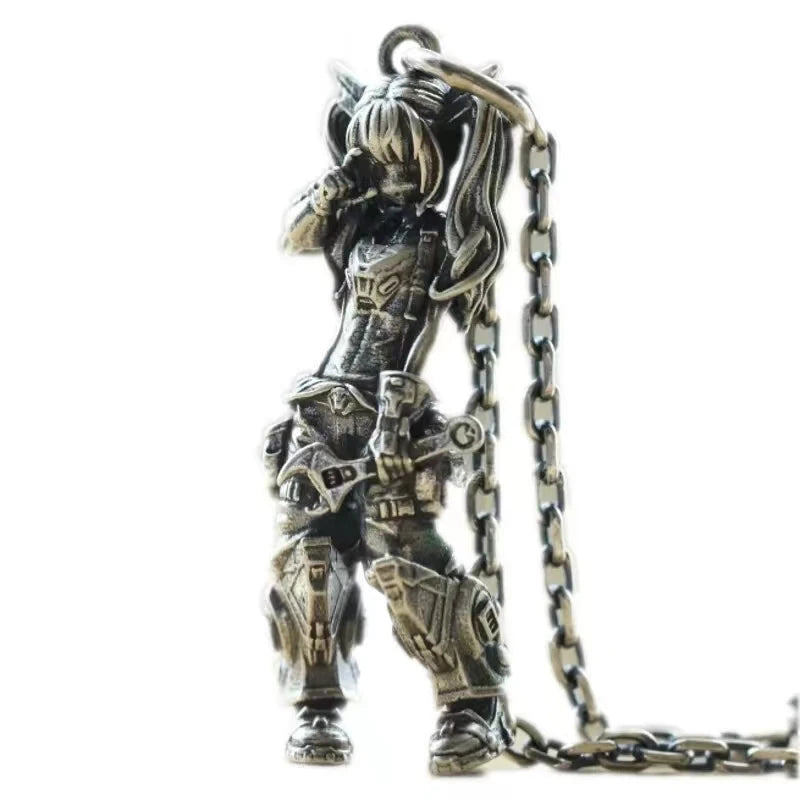 Versilberte Anime Mecha Schönes Mädchen Mädchen Anhänger Halskette Männer und Frauen Hip-Hop Rock Punk Trendy Schmuck Geschenk