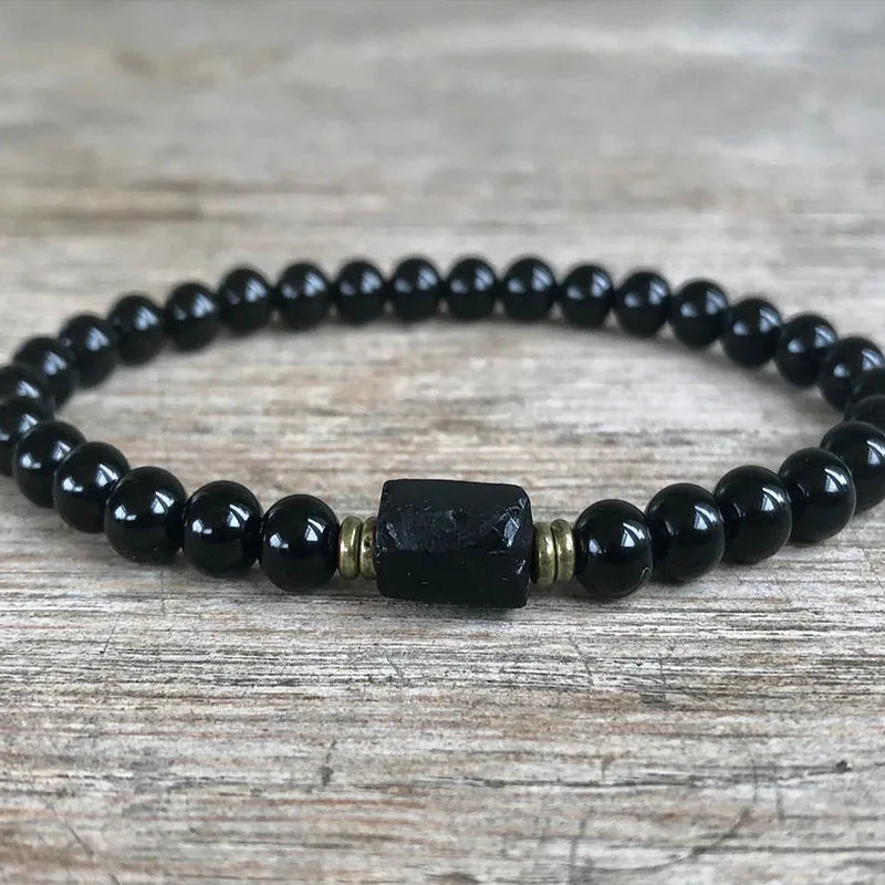 Schwarzes Turmalin, Hämatit, Rosenquarz & Lepidolith Armband/Heilung, Depression, Angst, Schutz, Empath Armband