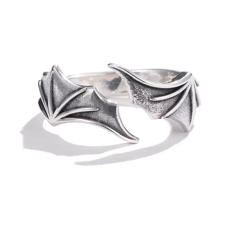 1 Teil/para Neue Vintage Engel Dämon Flügel Hip Hop Einstellbare Paare Ringe für Männer Frauen Silber Farbe Retro Punk Stil schmuck