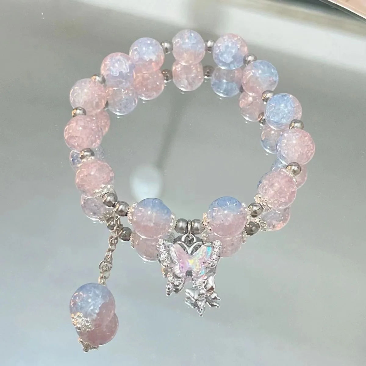 2024 neue Trendy Rote Perlen Kette Armband für Frauen Einfache Hohl Schmetterling Anhänger Armbänder Schmuck Geschenke Zubehör