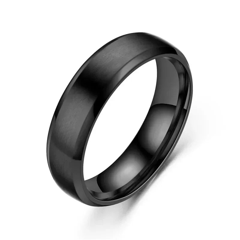 Einfache Edelstahlringe Titanstahl Punk Trendy Persönlichkeit Metall Abgeschrägter Rand Polierter Ring für Damen Herren Party