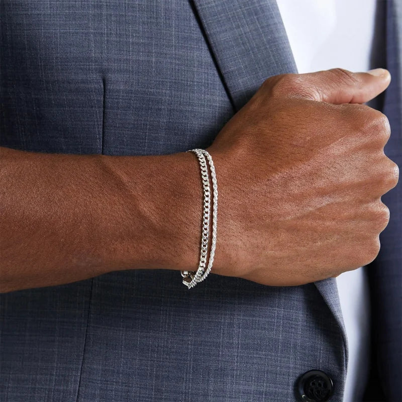 Edelstahl-Kettenarmbänder-Sets für Männer, wasserdicht, Twiste Cuban Link Chain Armband, Schmuck, Geschenke für Papa, Freund, Ehemann
