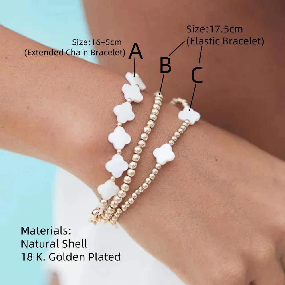 CCGOOD Natürliches Muschel-Blumen-Armband für Frauen, Boho-Schmuck, vergoldet, 18 Karat Perlen, Armbänder, Perlen, Perlmutt-Pulseras