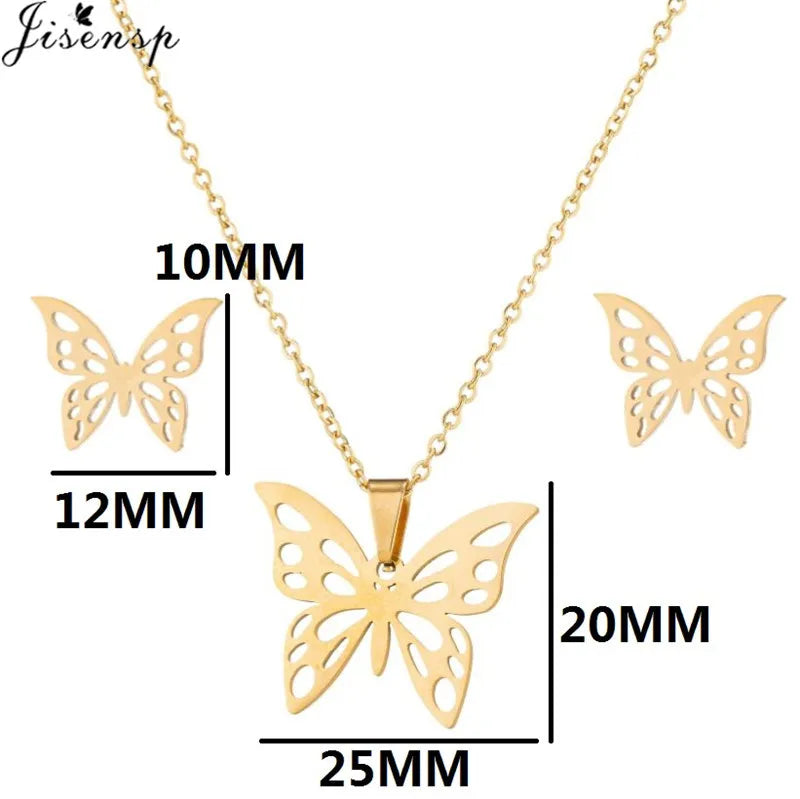 Edelstahl Kolibri Schmetterling Halskette Ohrringe Mode Kleine Vögel Schmuck Sets für Frauen Mädchen Valentinstag Geschenk
