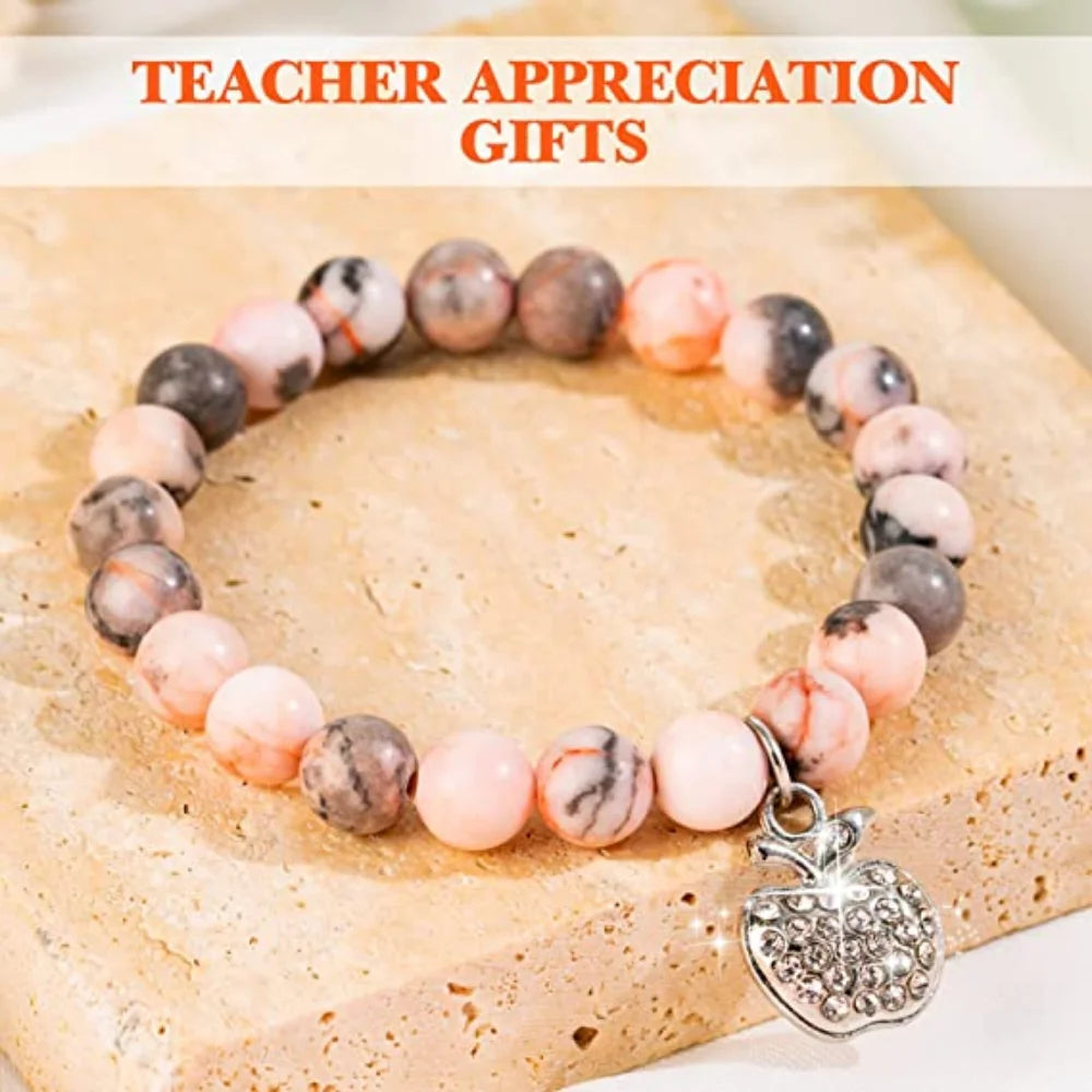 Mode Naturstein rosa Perlen Armband für Frauen Sonnenstein Perlen Armband Schmuck handgemachte sinnvolle Geschenke für Lehrer