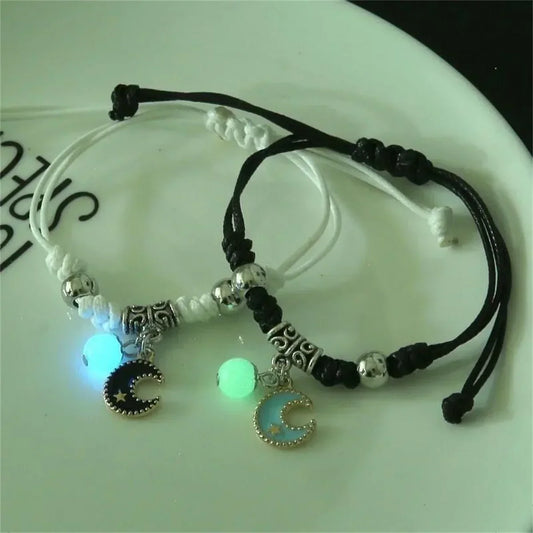 Mode Leuchtende Perlen Stern Paar Armband Für Frauen Männer Charming Blume Herz Key Lock Kreuz Passenden Freund Armband Schmuck