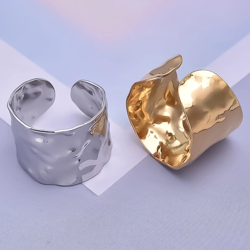 1/2/3 stücke mischen Farbe klobigen breiten Ring offene Edelstahl ringe für Frauen Männer Accessoires unregelmäßige Oberfläche kpop Modeschmuck