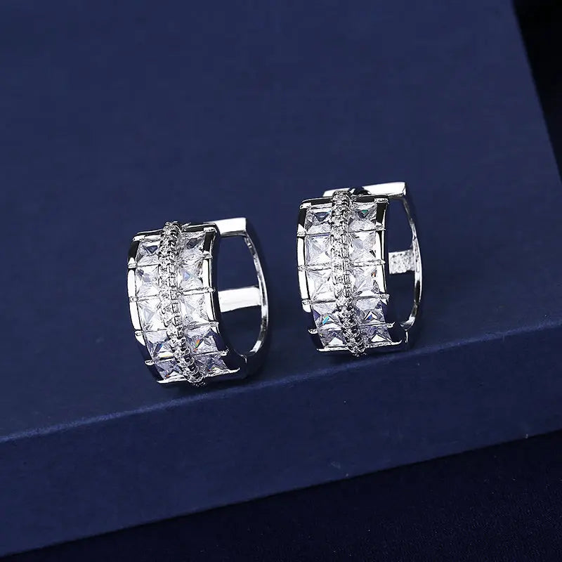 Creolen aus 925er-Sterlingsilber, Nadel, rosa Kristall, Herz-Creolen für Damen, modische geometrische Anhänger-Ohrringe, Luxus-Schmuck, Geschenke