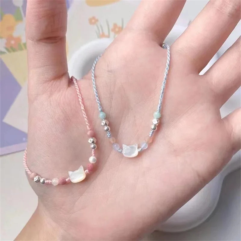Ins Mode handgemachte Paar süße Katze Armband einzigartige stilvolle Hand Seil für Frauen Männer Perlen gewebt Armband Handgelenk Schmuck Geschenke