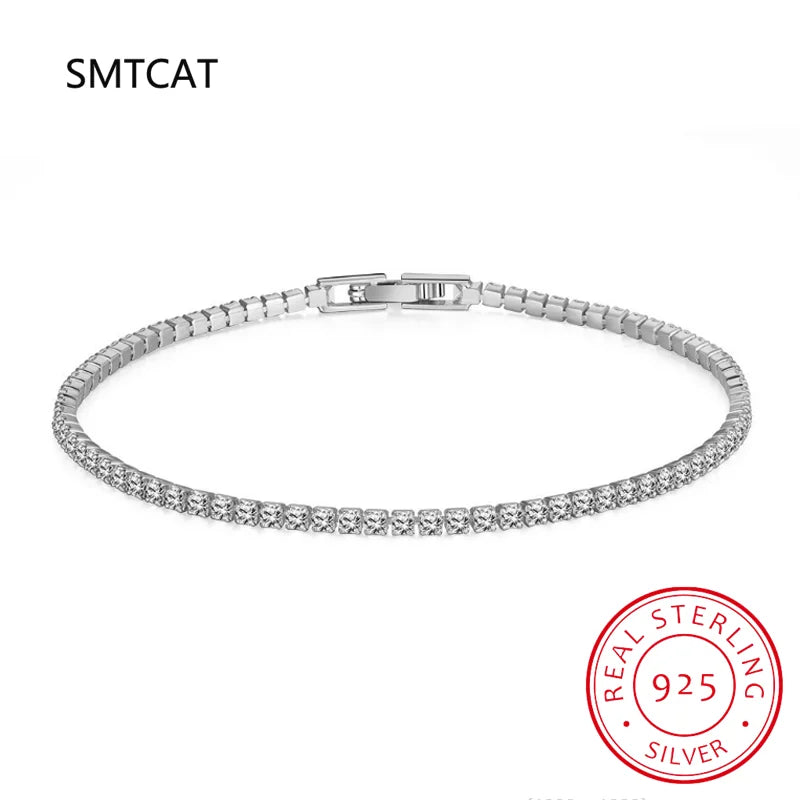 2 mm Moissanit-Tennisarmband für Damen und Herren, 925er Sterlingsilber vergoldet, 18 Karat Gold, Hip-Hop-Kette, runde Blasendiamant-Armbänder