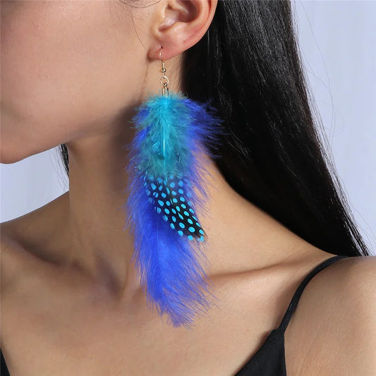 Aihua moderne große Feder Quaste Ohrringe für Frauen Vintage lange übertriebene Zigeuner Feder Ohrringe Party Schmuck Accessoire
