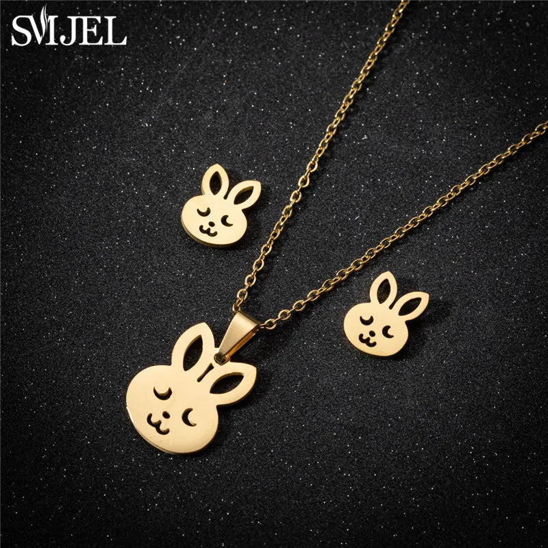 Korea Stil Edelstahl Schmetterling Schmuck Sets für Frauen Cartoon Biene Insekt Anhänger Halskette Mädchen Sommer Strand Hochzeit Geschenk