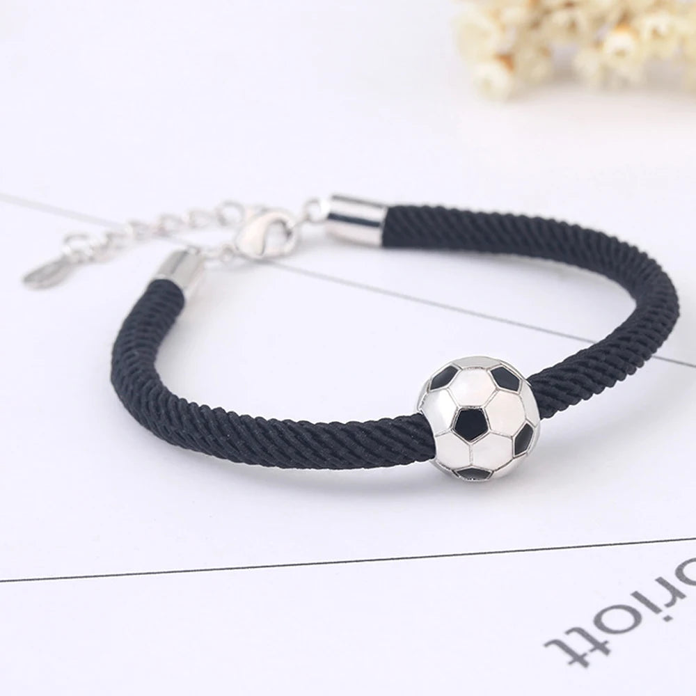 Fußball-Edelstahl-Halskette und Armband, Fußball-Anhänger-Halskette, Tropfarmbänder für Fußballliebhaber, Paare, Tochter, Sohn