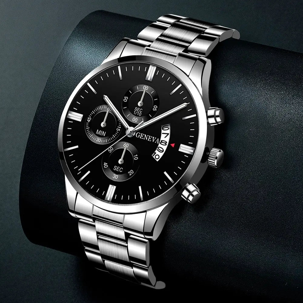 Mode herren uhren luxus silber edelstahl quarz armbanduhr mann business uhr für männer kalender uhr reloj hombre