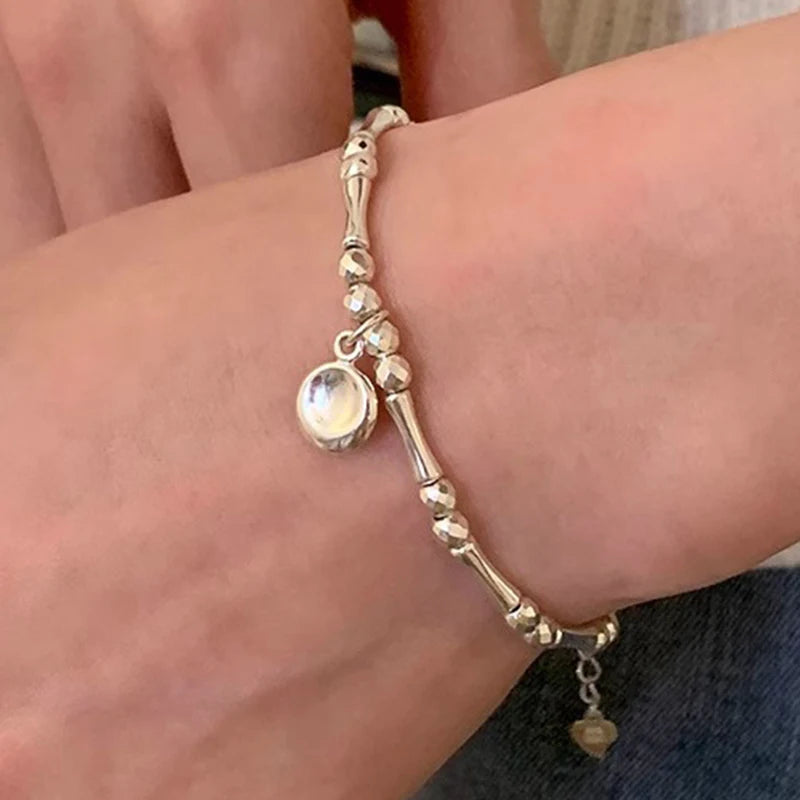 Panjbj sterling silber linie extrem feines armband für frauen lieben haert perle koreanisch ins süßes schmuck geschenk drops hipping