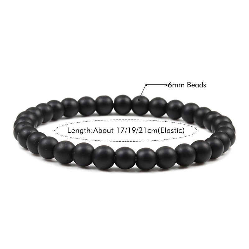 Natürliche Stein Elastische Armband 6mm Charme Männer Schwarz Lava Blau Perlen Strang Armbänder für Frauen Yoga Meditation Schmuck pulseira