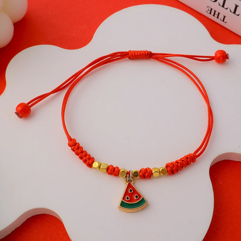 Süße Erdbeere Kirsche geflochtene Handschnur DIY verstellbare rote Seil Armbänder für Mädchen Mode Accessoires Geschenke Schmuck
