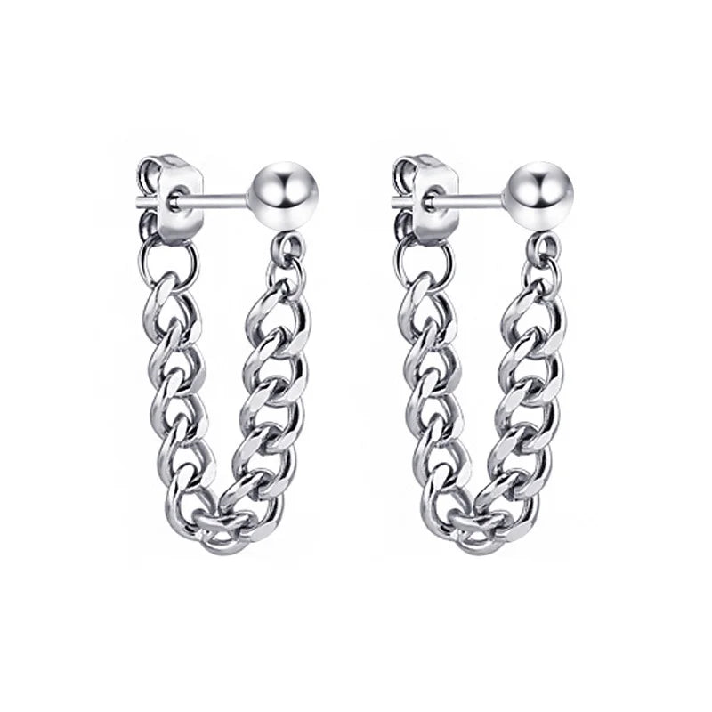 Neueste 1 Paar Edelstahl Kreuz Anhänger Baumeln Lange Quaste Unisex Creolen Männer/Frauen Punk Gothic Schmuck Beste Geschenke