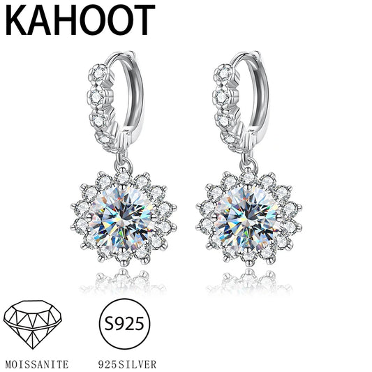 S925 Silber Moissanit Ohrringe Sonnenblumen-Stil wunderschön, geeignet für den täglichen Gebrauch, passende Kleider, Bankette, Hochzeiten