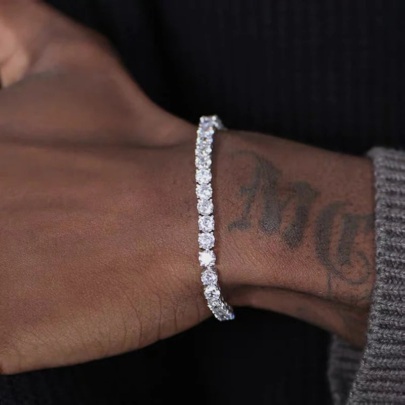 Hiphop Tennis Armband Homme Iced Out 3/4/5mm Zirkonia Herren Kristall Kette auf Der Hand Hip-hop Streetwear Schmuck Männlich H086
