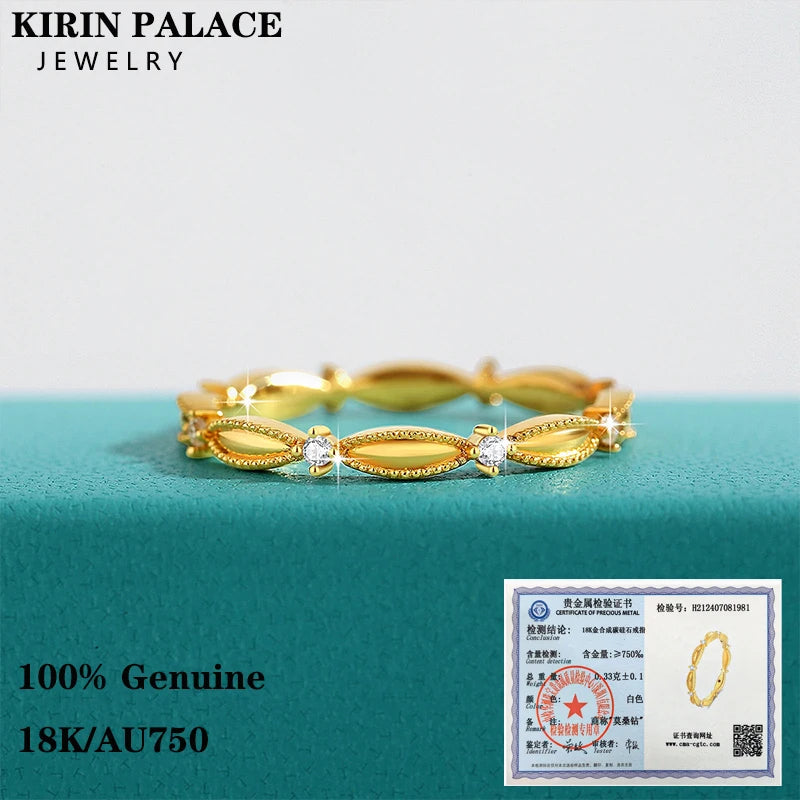 Volle Moissan ite 18 Karat Gold Ringe au750 für Frauen Hochzeitstag klassisches Verlobung geschenk mit Zertifikat