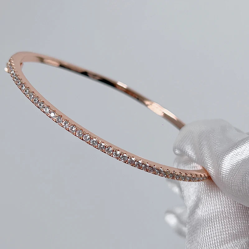 Qualität Marke Reinem 925 Sterling Silber Schmuck Für Frauen Gold Armreif Bewegen Diamant Armreif Hochzeit Schmuck Um Niet 6 cm armreif