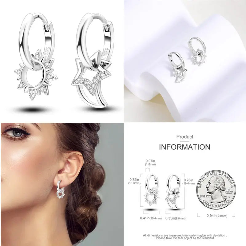 2024 Hotsale Ohrringe aus 925er-Sterlingsilber, Creolen mit Pavé-CZ-U-Form, Zirkon für Frauen, funkelnd, mit Größe, Modellanzeige