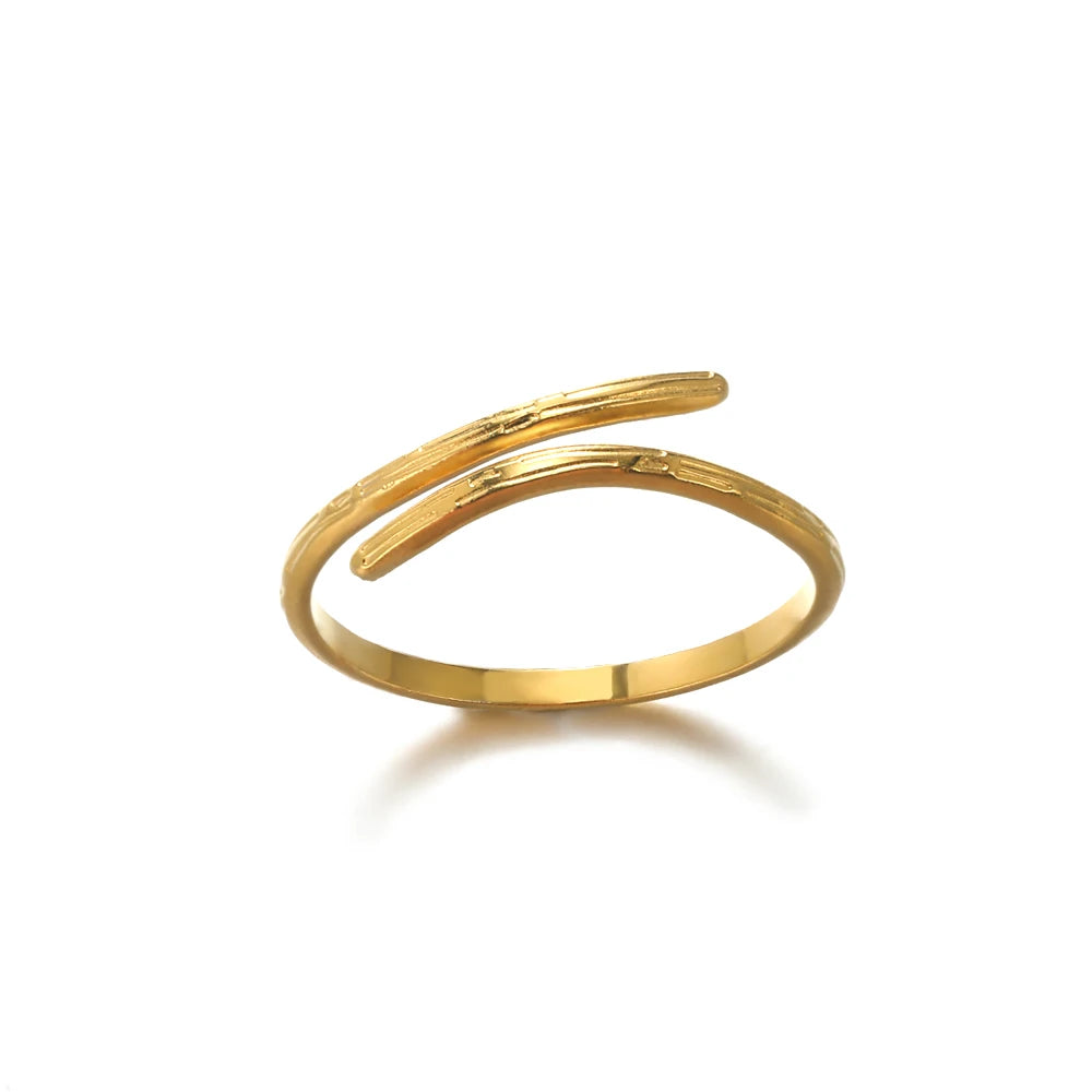 Minimalistische Textur Edelstahl Geometrische Ringe für Frauen Gold Farbe Öffnung Paar Ring Ästhetische Hochzeit Weihnachten Schmuck