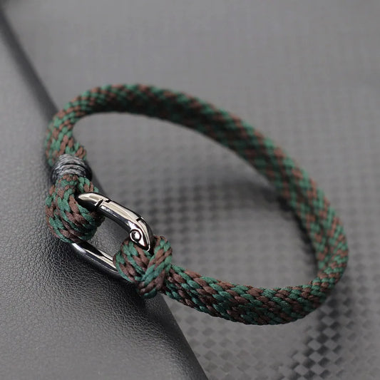 Ethnische handgemachte Seil Armband Männer abnehmbare Bergsteigen Schnalle 4mm Doppelschicht Strand Surfen nautische Wrap Seil Armband