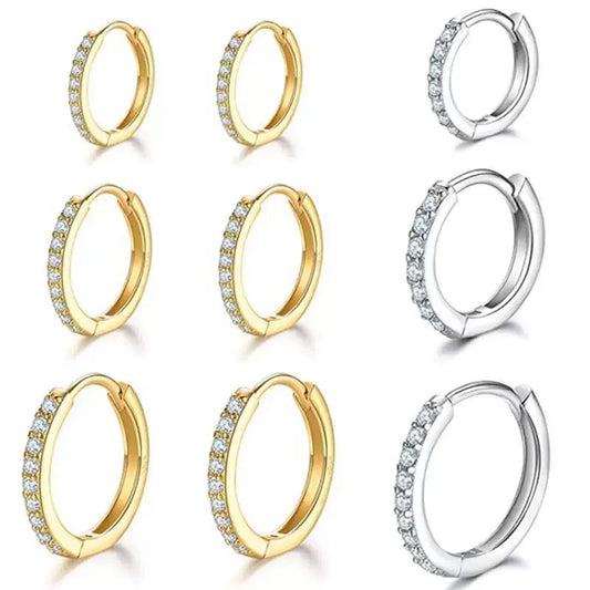 Huggie-Creolen aus 925er-Sterlingsilber, vergoldet, kleine Zirkonia, für Damen und Mädchen, Geschenk, Hochzeit, Verlobung, Party, Ohrschnalle