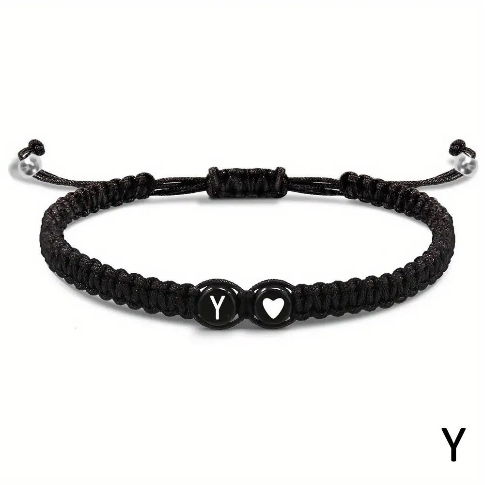 Buchstabe Initiale Herzschnur Armband Handseil gewebtes Armband Freundin Armband Paar Armband A-Z Name geflochtene Armbänder