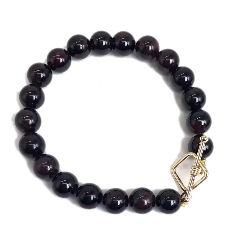 Naturstein 8mm Perlen Armband für Frauen Männer Amethyste Kristall quarze Aquamarin Jades Schmuck Achate quadratische Schnalle Armreif