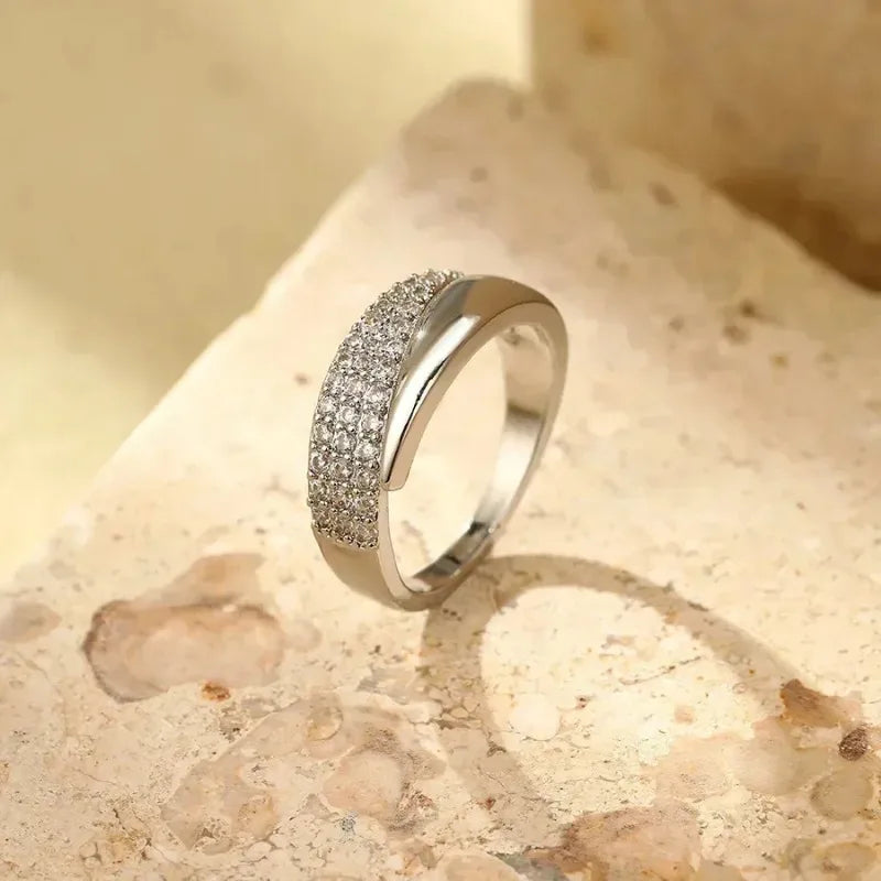 Luxus Zirkon Herz Ringe für Frauen Öffnung Einstellbare Weben Strass Ring Verlobung Hochzeit Schmuck Mode Freundin Geschenke