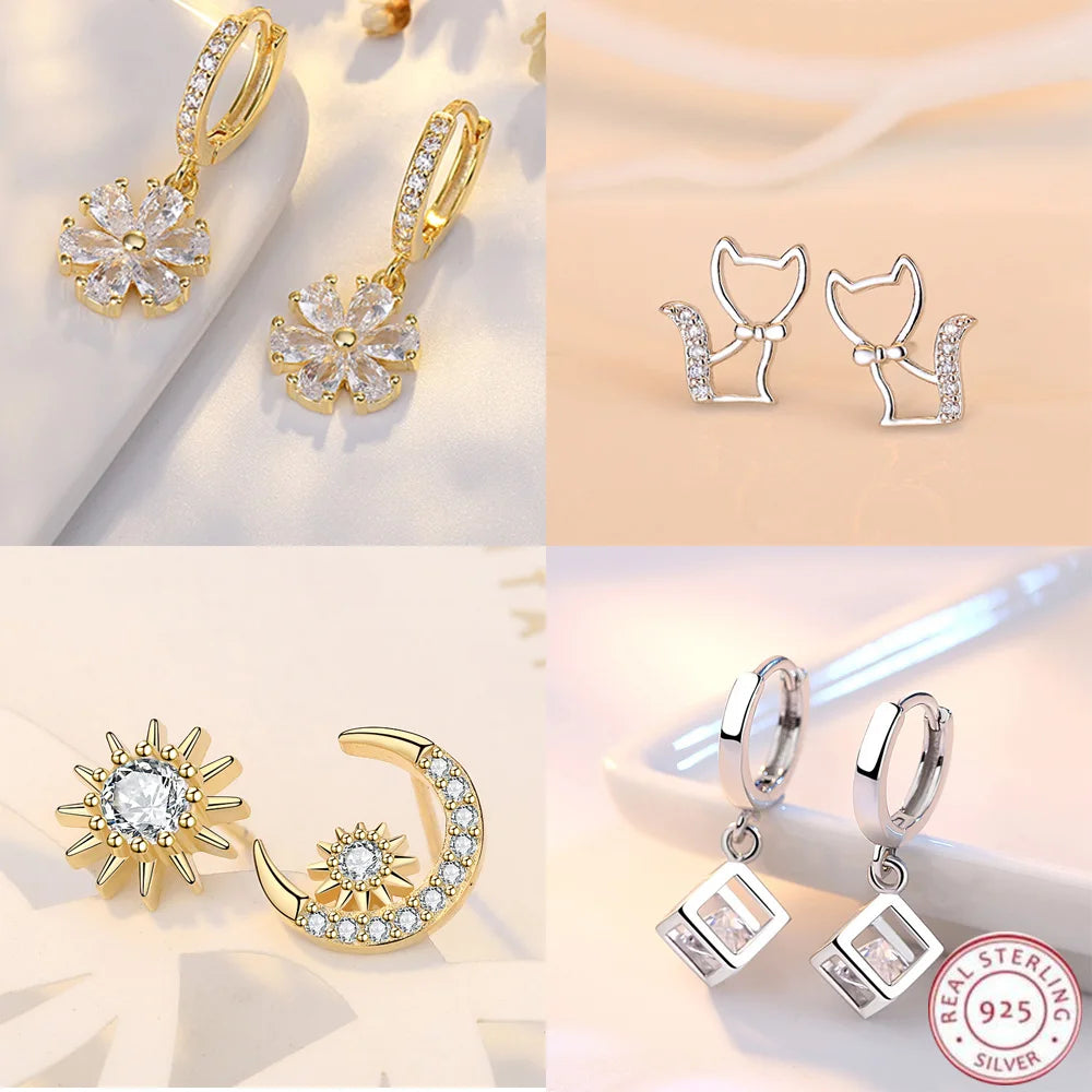 Stern-Ohrstecker aus 925er-Sterlingsilber, AAA-Zirkon, hohe Qualität für Damen, Ohrring, Hochzeit, Modeschmuck, Accessoires, Party-Geschenk