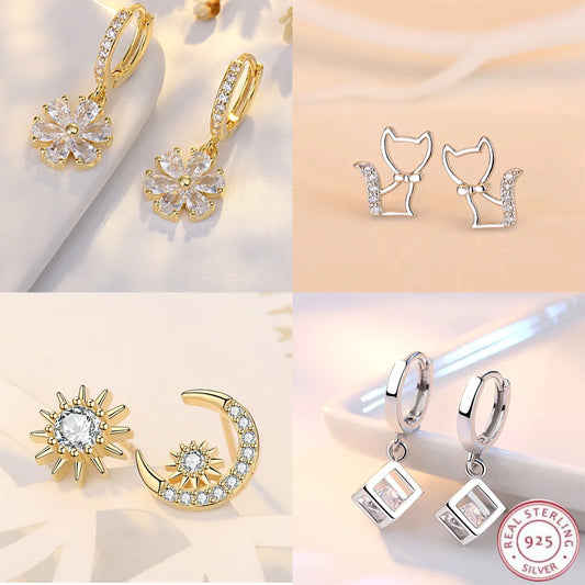 Stern-Ohrstecker aus 925er-Sterlingsilber, AAA-Zirkon, hohe Qualität für Damen, Ohrring, Hochzeit, Modeschmuck, Accessoires, Party-Geschenk