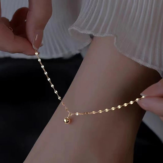 Minimalismus Silber Farbe Perlen Fußkettchen für Frauen Sommer Strand Einfache Flache Kette Armband Barfuß Fußkettchen Schmuck Täglichen Verschleiß